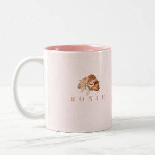 Personlig Coquette Croissant Rosa Ribbon Två-Tonad Mugg