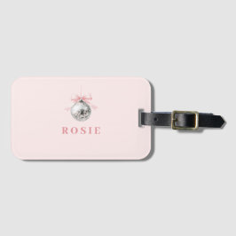 Personlig Coquette Disco Boll Rosa Ribbon Bagagebricka