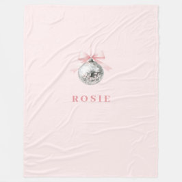 Personlig Coquette Disco Boll Rosa Ribbon Fleecefilt