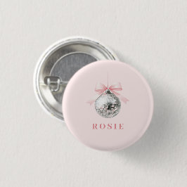 Personlig Coquette Disco Boll Rosa Ribbon Knapp
