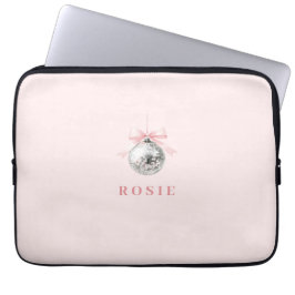 Personlig Coquette Disco Boll Rosa Ribbon Laptop Fodral