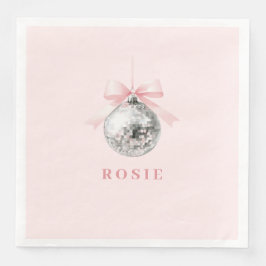 Personlig Coquette Disco Boll Rosa Ribbon Pappersservett
