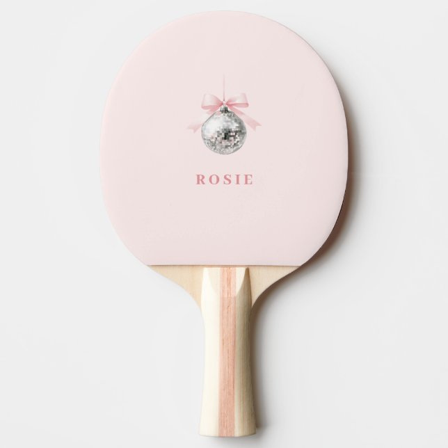 Personlig Coquette Disco Boll Rosa Ribbon Pingisracket (Framsidan)
