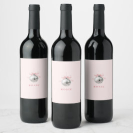 Personlig Coquette Disco Boll Rosa Ribbon Vinflaska Etikett