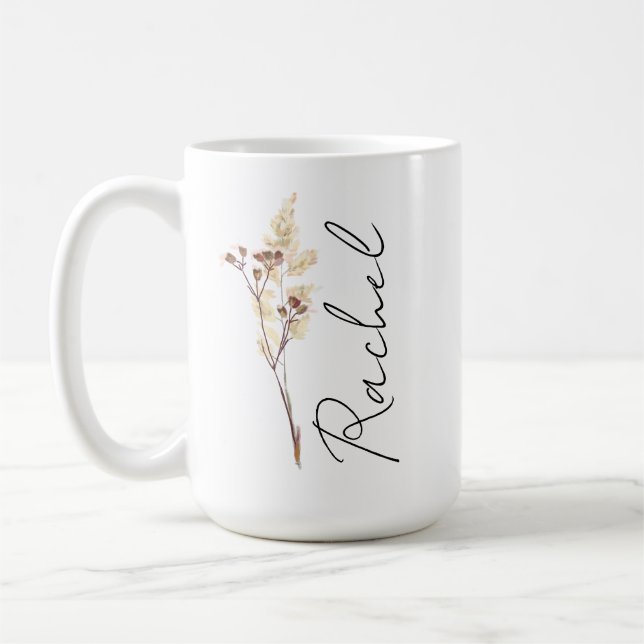 Personlig Coquette Födelseblomma Mugg, Anpassad Fl Kaffemugg (Vänster)