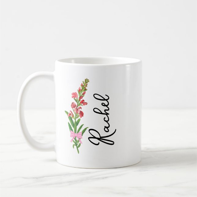 Personlig Coquette Födelsedagsblomma Mugg, Anpassa Kaffemugg (Vänster)