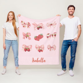 Personlig Coquette Jordgubbe & Bow Fleece Bla