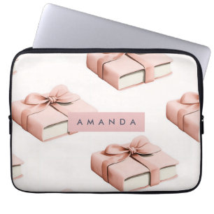 Personlig Coquette Mönster Rosa Band Bok Laptop Fodral