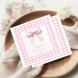 Personlig Coquette Rosa Bow Baby Shower Girl Pappersservett