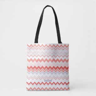 Personlig coral Ikat Chevron Mönster Bridesmaid Tygkasse