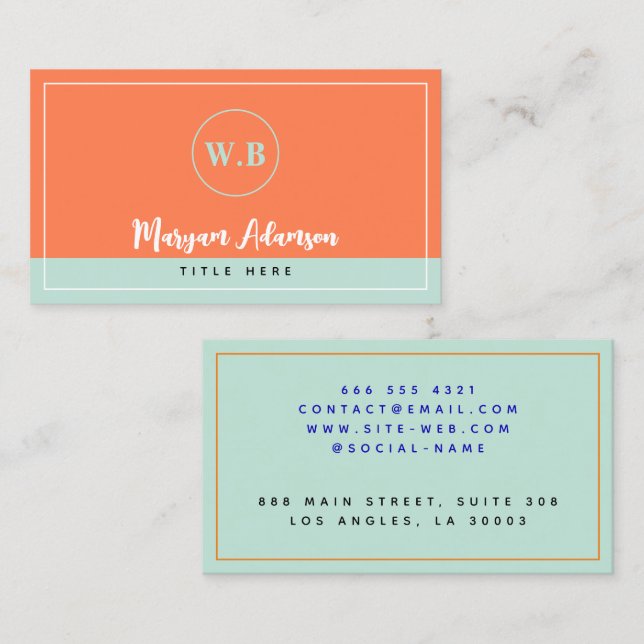 Personlig Coral & Mint Tulip Monogram (Fram/baksida)