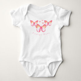 Personlig Coral Rosa Butterflies Baby Bodykostym T Shirt