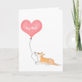 Personlig corgi & ballong tänk på dig-kort kort