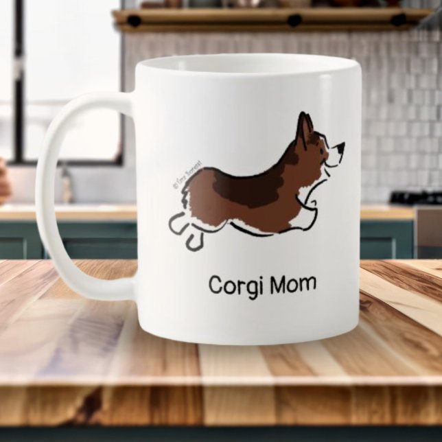Personlig Corgi Cartoon Enkel Vit Kaffemugg (Skapare uppladdad)