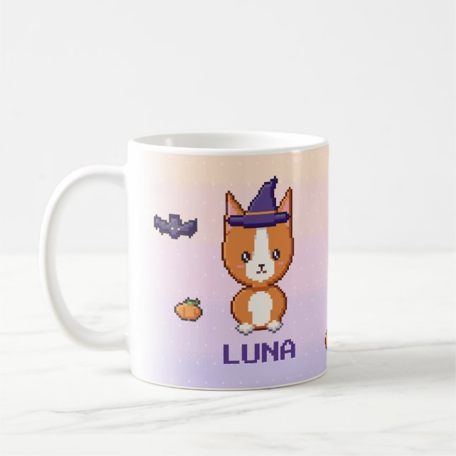 Personlig Corgi Halloween-mugg Kaffemugg (Vänster)
