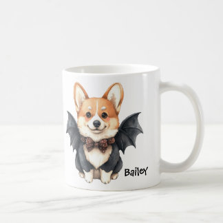 Personlig Corgi Hund Fladdermus Kostym Halloween Kaffemugg