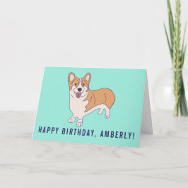Personlig Corgi Hund Mint Grönt Birthday Kort