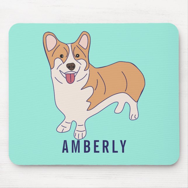 Personlig Corgi Hund Mint-Grönt Musmatta (Framsidan)