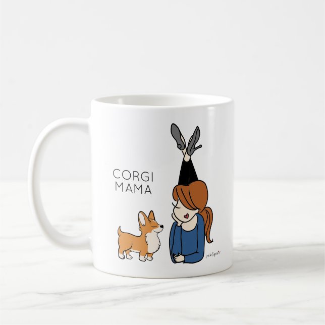 Personlig Corgi Mamma Coffee Mugg (Vänster)