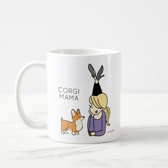 Personlig Corgi Mamma Coffee Mugg (Vänster)