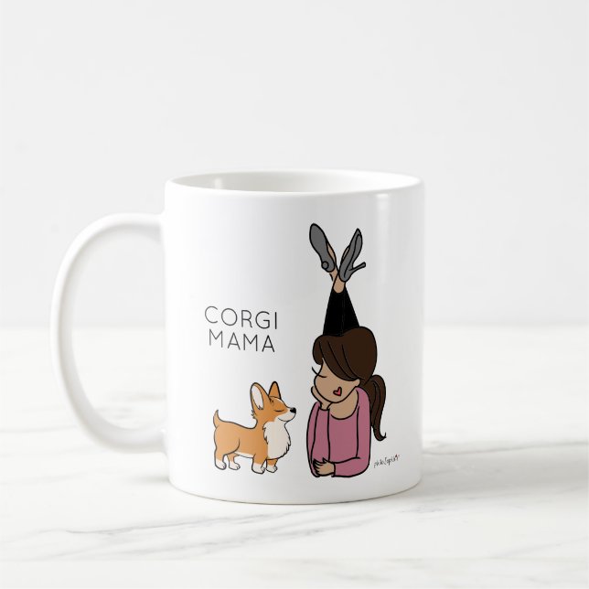 Personlig Corgi Mamma Coffee Mugg (Vänster)