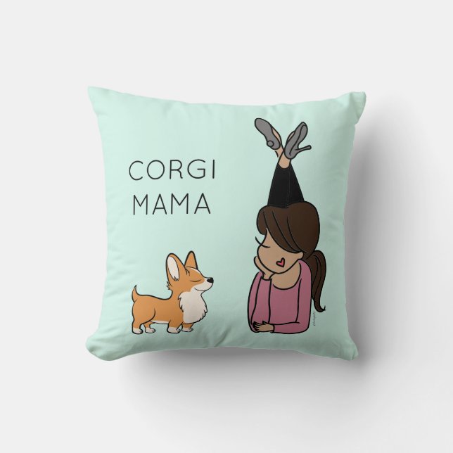 Personlig Corgi Mamma Dekorativ kudde (Framsida)