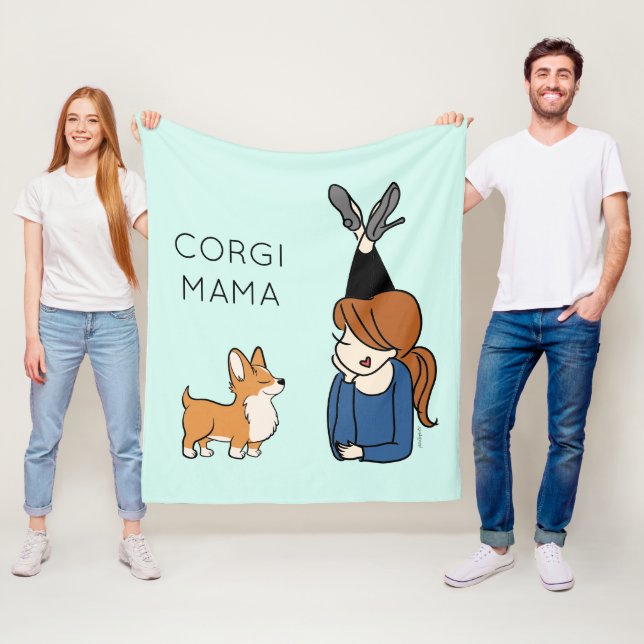 Personlig Corgi Mamma Fleece Blanket (På plats)