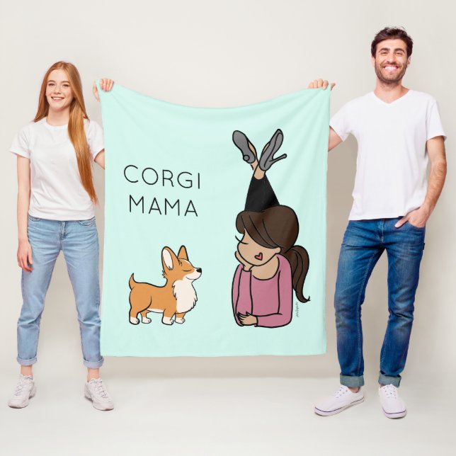 Personlig Corgi Mamma Fleece Blanket (På plats)