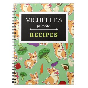 Personlig Corgi och Food Mönster Recipe Bok Anteckningsbok