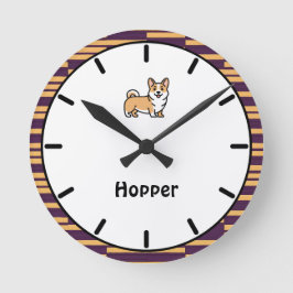 Personlig Corgi Puppy Hund Wall Clock Rund Klocka