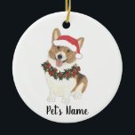 Personlig Corgi (röd och vit) Julgransprydnad Keramik<br><div class="desc">Gör den trevliga listan i år med en prydnad av din favorit lilla nav!</div>