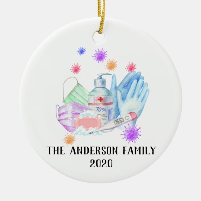 Personlig Coronavirus 2020 Covid Chritsmas Julgransprydnad Keramik (Framsidan)