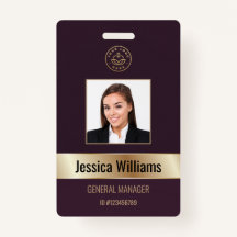 Personlig Corporate Employee Guld Burgundy ID