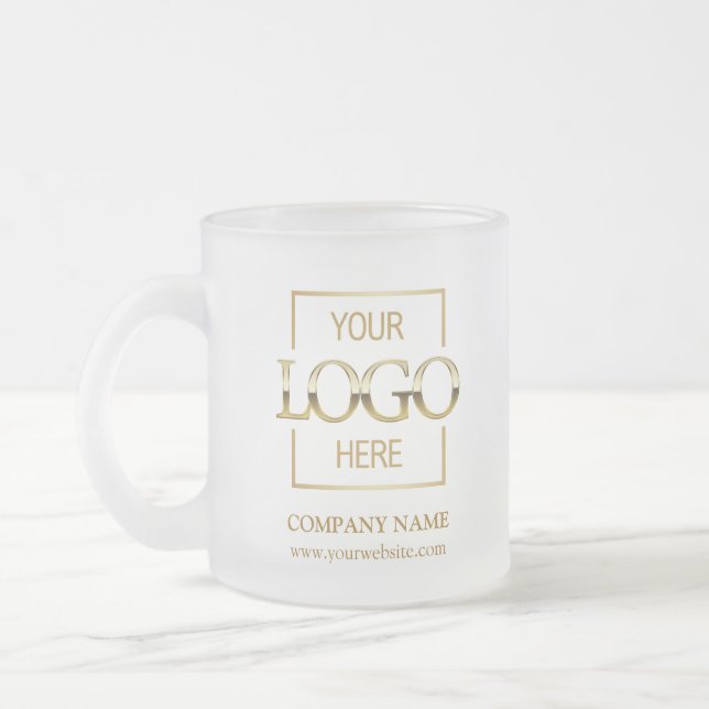 Personlig Corporate Logotyp Branding Frostad Glasmugg (Vänster)