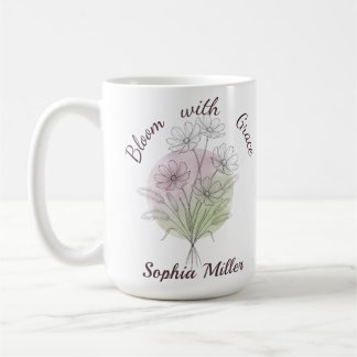Personlig Cosmos Anpassat Namn Botanisk Blomma Kaffemugg