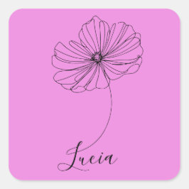 Personlig Cosmos Birth Flower Gift Fyrkantigt Klistermärke
