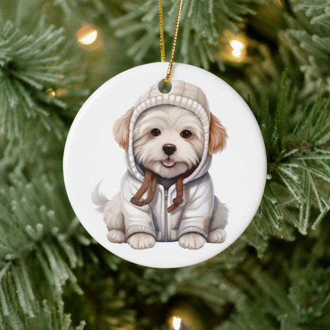 Personlig Coton De Tulear Hund Julgransprydnad Keramik (Träd)