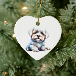 Personlig Coton de Tulear Valp Julgransprydnad Keramik
