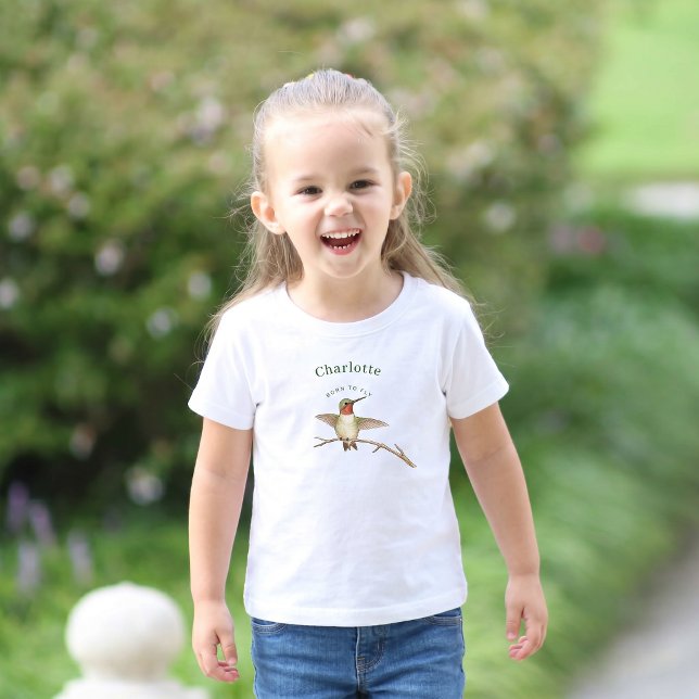 Personlig Cottagecore Kolibri T Shirt (Personalized Little Pollinators Born To Fly Toddler T-shirt)