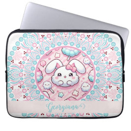 Personlig Cotton Candy Kawaii Bunny Dot Mandala Laptop Fodral