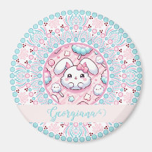Personlig Cotton Candy Kawaii Bunny Dot Mandala