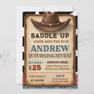 Personlig Country Wild West Cowboy Födelsedag Inbjudningar