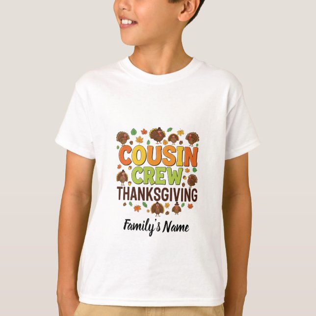 Personlig Cousin Crew Family Thanksgiving T Shirt (Framsida)