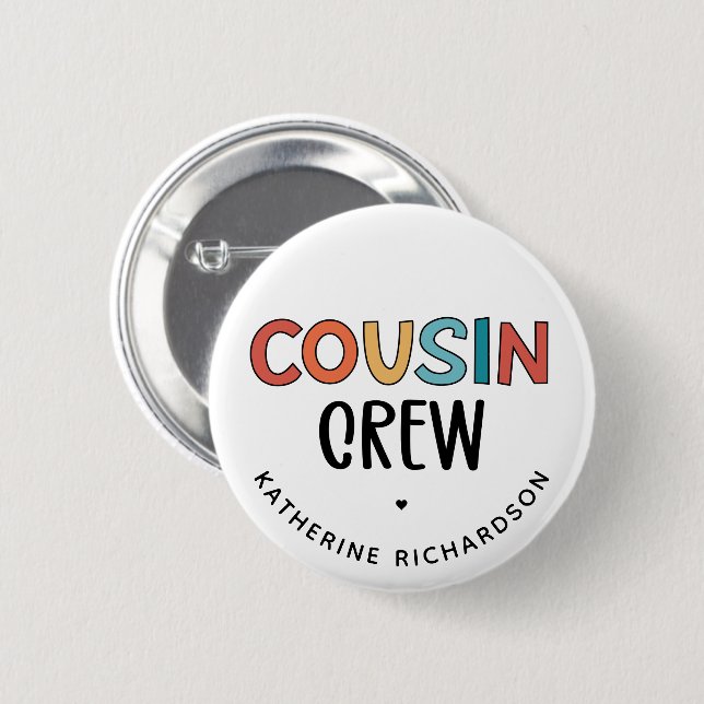 Personlig Cousin Crew Matching Cousins Gift Knapp (Framsida & baksida)