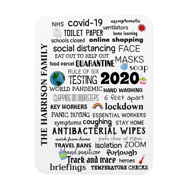 Personlig Covid-19 World Pandemic Commemorative Magnet (Vertikal)