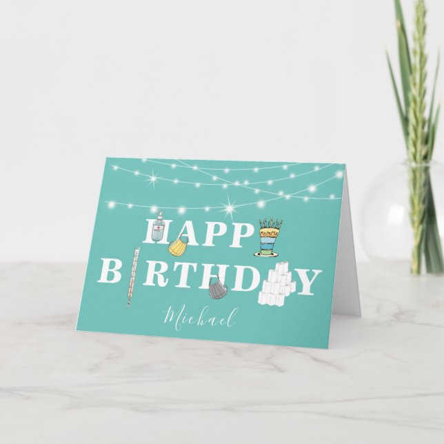 Personlig Covid Theme Unisex Birthday Kort (Framsida)