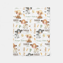 Personlig Cow Baby Blanket | 30 x 40 Ull Fleecefilt