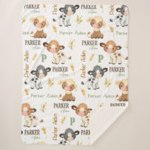 Personlig Cow Baby Blanket | 60 x 80 Sherpa