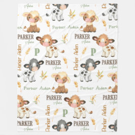 Personlig Cow Baby Blanket | 60 x 80 Ull Fleecefilt