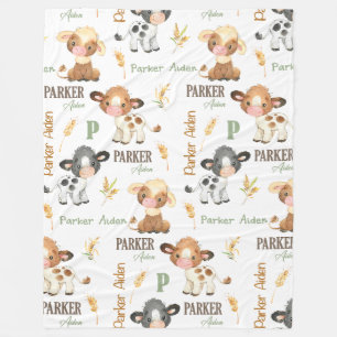 Personlig Cow Baby Blanket   60 x 80 Ull Fleecefilt